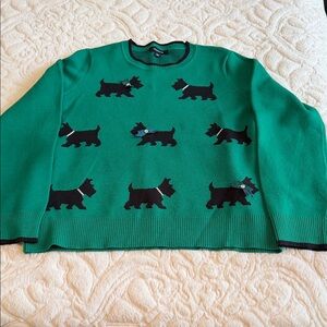 CALLIGRAPHIE. Stylish Green Dog Pattern Crewneck Sweater
